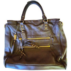 Steven Madden Messenger Tote Bag Buttery Soft Brown Pebbled Leather 12" x 14" x